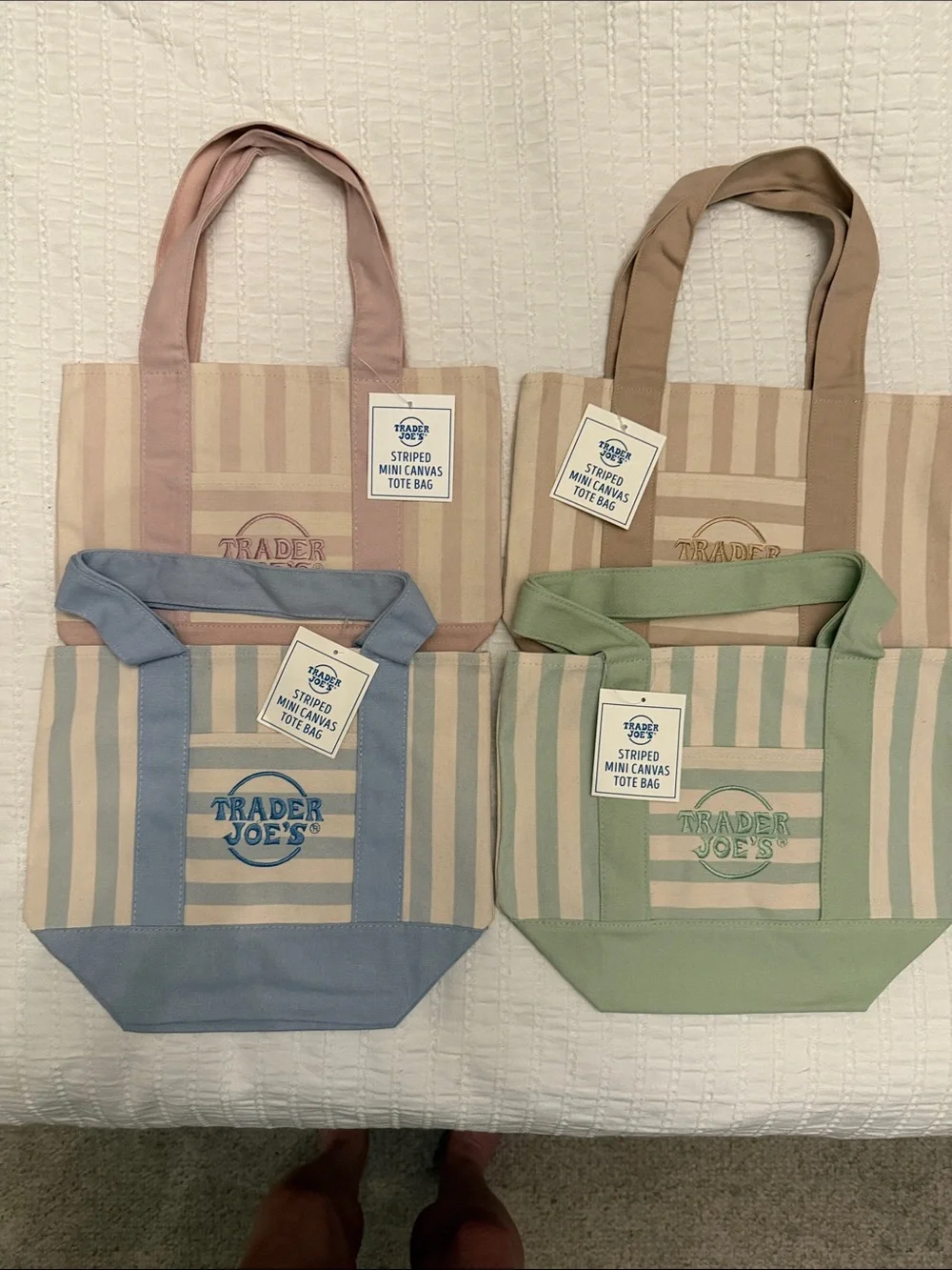 Trader Joe’s Striped Canvas Tote Bag-Summer 2026 -Pastel Multi-Color